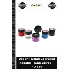 Carlburn Özel Üretim Şık Dekoratif Bahçe Balkon Ofis Desenli Kokusuz Küllük Kapaklı Cam Gövdeli 1 Adet