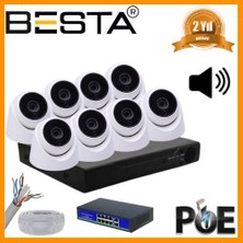TeknoKapsül 5 Mp 1440P 8 Iç Mekan Kameralı Dahili Mikrofonlu Ip Poe Güvenlik Seti