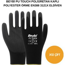 Beybi Arge Toptan Pu Touch Poliüretan Kaplı Polyester Örme Eldiven 12 Adet No 8 M