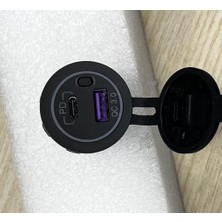 Universal 12V 24V Dc USB Qc3.0 Type-C Pd Açma Kapama Anahtarlı Şarj Port Yuvarlak