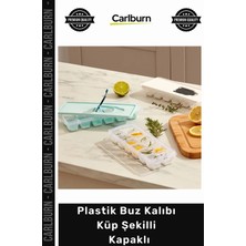 Carlburn Özel Üretim Kaliteli Sağlam Hijyenik Mutfak Gereci Gı Uyumlu Plastik Buz Kalıbı Küp Şekilli Kapaklı