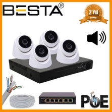 TeknoKapsül 5 Mp 1440P 4 Iç Mekan Kameralı Dahili Mikrofonlu Ip Poe Güvenlik Seti