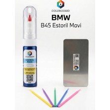 COLORGUARD BMW B45 Estoril Mavi Rötuş Seti - 2 si 1 Arada İğne ve Fırça Uçlu Şişe, Rötuş Çeliği ve Rötuş Çubuğu