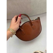 Jaseco Oval Kesim Çatlak Dokulu Mini Baget Çanta