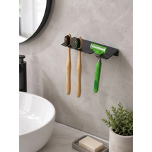 Bert Yapışkanlı Paslanmaz Çelik Mat Siyah Diş Fırçalık ve Jilet Tutucu Duvar Tipi Banyo Organizeri