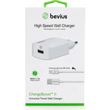 Bevius BVS-CH416 Beyaz 10W Usb-A Lightning Kablolu Duvar Şarj Cihazı