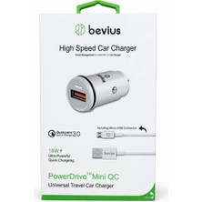 Bevius BVS-AU506 Beyaz 18W Qc 3.0 Micro USB Kablolu Araç Şarj Cihazı