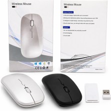 ️ Kablosuz Sessiz Mouse – Slim Tasarım USB Alıcılı (Beyaz)