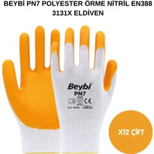 Beybi Arge Toptan Pn7 Polyester Örme Nitril Eldiven 12 Adet No 9 L