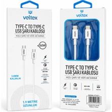 1.5 Metre 60W Pd Type-C To Type-C Hızlı Şarj ve Data Kablosu VTX-071