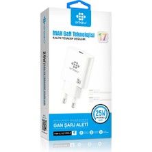 Arbaks ARB-CH05 25W Pd Max Gan Type-C To Type-C Kablolu Şarj Aleti – Beyaz