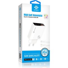 Arbaks ARB-CH02 45W Max Gan Type-C To Type-C Kablolu Şarj Aleti – Beyaz
