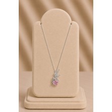Mdm Style Pembe Taşlı Figürlü Silver Kolye