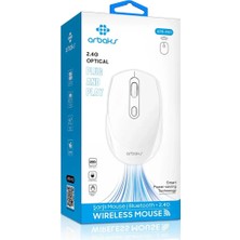 Arbaks ARB-M01 Bluetooth + 2.4g Usb-C Şarjlı Kablosuz Mouse – Beyaz