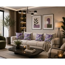 Yelay Home Bohem Floral Dokulu Dijital Baskı Kırlent Kılıfı 4'lü Set Salon Koltuk Yastık Kılıfı