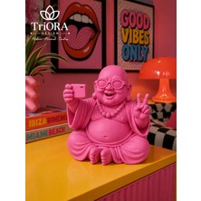 Triora Design Happy Selfie Buddha – Modern Gözlüklü Buda Dekoratif Biblo | Eğlenceli Ev & Ofis Dekoru 15X16 cm