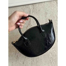 Jaseco Oval Kesim Çatlak Dokulu Mini Baget Çanta