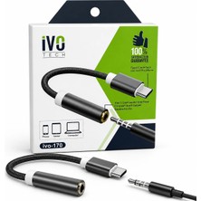 Type-C To 3.5mm Kulaklık Dönüştürücü Aux Adaptör Tech IVO-170