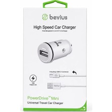 Bevius BVS-AU502 Beyaz 12W Usb-C Kablolu Araç Şarj Cihazı