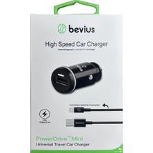 Bevius BVS-AU503 Siyah 12W Lightning Kablolu Araç Şarj Cihazı