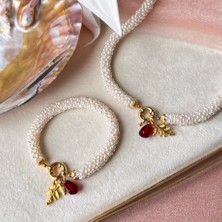 İncie Altın Uyumlu Sarmaşık Set (Nar ve Akasya Yaprağı Charm)