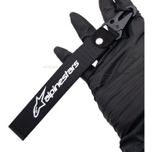 MOZOKO Yüksek Kaliteli Alpinestars Uyumlu Kumaş ve Metal Motosiklet Anahtarlık, Metal Klipsli Şık Hediyelik Anahtarlık