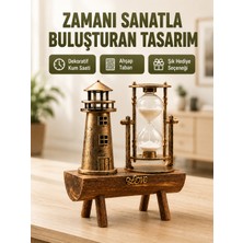 Senson Vintage Kum Saati + Deniz Feneri Modeli – Ahşap Gövdeli Masa Üstü Dekor Yeni Nesil - Lisinya