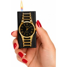 Onr Store Kol Saati Tasarımlı Gaz Dolumlu Çakmak Gold Dekoratif Hediyelik Model