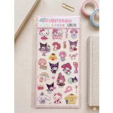 Glowilla 4'lü Karışık Sevimli Karakterler Işıltılı Çıkartma Sticker Seti - Holografik Okul/Defter Etiketi