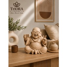 Triora Design Happy Selfie Buddha – Modern Gözlüklü Buda Dekoratif Biblo | Eğlenceli Ev & Ofis Dekoru 15X16 cm
