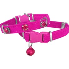 TeknoKapsül Kadife Kedi Boyun Tasması Taşlı 20-32 cm Pembe