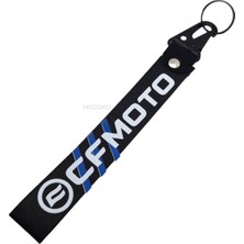 MOZOKO Yüksek Kaliteli Cfmoto Uyumlu Siyah Kumaş ve Metal Anahtarlık, Metal Klipsli Şık Motor Anahtarlığı