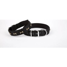 TeknoKapsül Softlu Kemik Desenli Köpek Tasması 2 cm x 45 cm Siyah