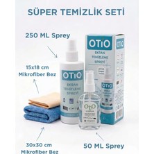 Otio Eyewear Ekran ve Gözlük Temizleme Sprey Seti, 250 ml Solüsyon ve Mikrofiber Bez, 50ML Sprey ve Gözlük Bezi