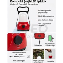 Yeo Aydınlatma Şarjlı LED Işıldak - Dimmer Kademeli Işık Ayarlı Taşınabilir Kamp ve Acil Durum Lambası