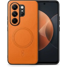 Bovinox Tecno Camon 50 Uyumlu Premium Magsafe Kamera Korumalı Deri Görünümlü Kılıf