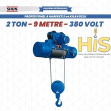 Shun 3 Ton 9 Metre Kılavuzlu 4 Hareketli Elektrikli Halatlı Tavan Vinci (380V)
