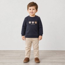 Almira Anne Bebek Erkek Çocuk Ayıcık Figürlü Lacivert Uzun Kollu Sweatshirt