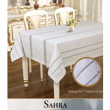 Sahra Model Kapicino 160X220 cm Polyester Ajurlu Keten Masa Örtüsü Modern Dekor