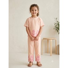 Almira Anne Bebek Kız Çocuk Çiçek Baskılı Kısa Kollu Pantolon Takım