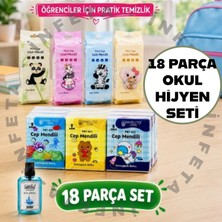 İnfeta 18 Parça Okul Hijyen Seti – 8 Paket Islak Mendil ,9 Paket Kuru Mendil, 1 Şişe Kolonya Günlük Okul Hijyen Seti Öğrenci Temizlik Seti
