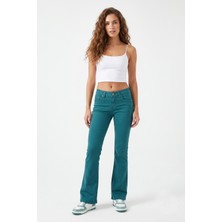 Brg Clothing Kadın Ispanyol Paça Fit Kanvas Pantolon BGL-ST05646
