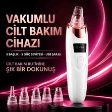 Şarjlı Vakumlu Siyah Nokta ve Gözenek Temizleme Cihazı – 3 Kademeli, 5 Başlıklı, USB Şarjlı