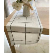 Belena Kahve Çizgili Tek Runner 30/130 cm Masa Örtüsü Runneri