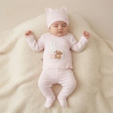 Almira Anne Bebek Kız Bebek Tavşan Baskılı 3 ' Lü Zıbın Seti