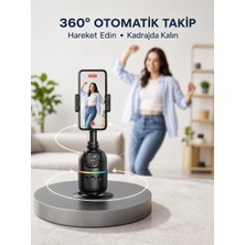 TeknoKapsül Yapay Zeka Destekli Yüz Takip Özellikli 360 Derece Dönen Masaüstü Telefon Sabitleyici Yeni Nesil -