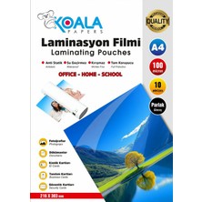 Koala Papers A4 Laminasyon Filmi 100 Micron 10 Adet  Doküman Koruma ve Parlaklık Sağlayan
