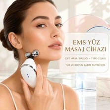 Ems Titreşimli Yüz ve Çene Hattı Masaj Cihazı – Çift Küreli, 360° Dönen Başlık, Type-C Şarjlı