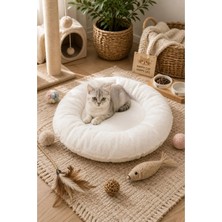 Puffy Peluş Yumuşak Simit Yuvarlak Kedi Köpek Yatağı Minderi