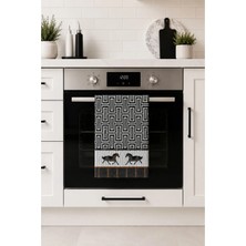 Dekoratif Mutfak Pamuklu Fırın Havlusu Özel Desenli Etnik Model 35X50 cm Yıkanabilir